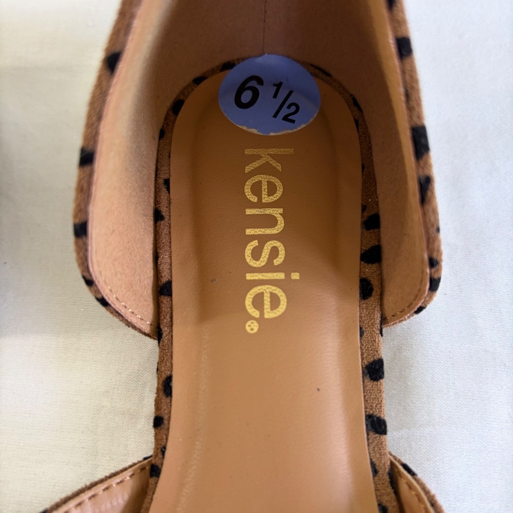 Kensie Gaby Leopard Cheetah Print d'Orsay Pointed Toe Flats Tan Black 6.5M - Picture 8 of 10